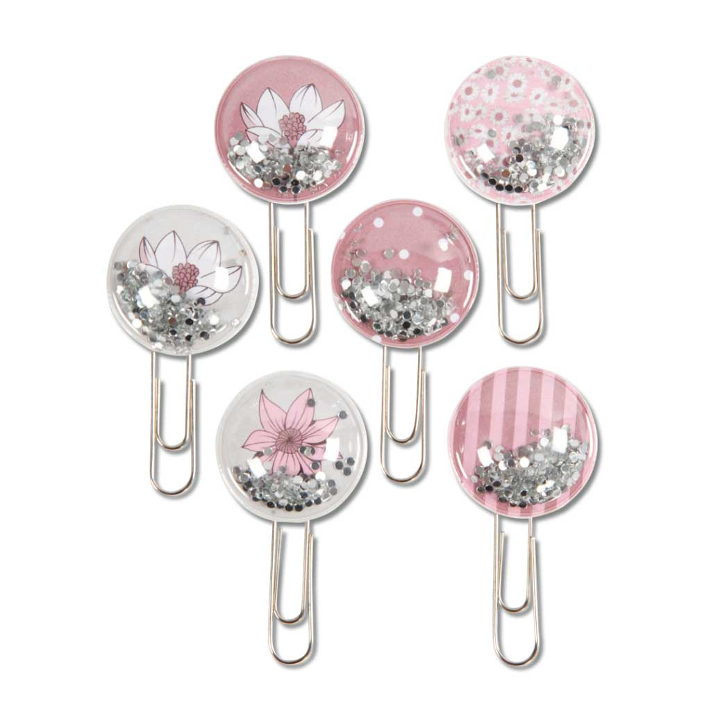 Versilberte Metallclips, 6 Stück