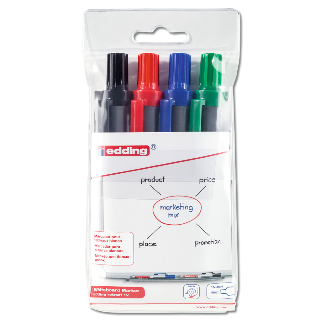 edding® retract 12 Whiteboardmarker 4er-Set