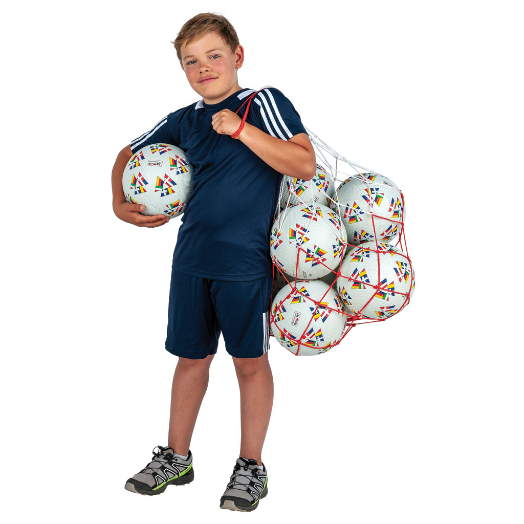 Fußball-Set mit 10 Fußbällen im Ballnetz