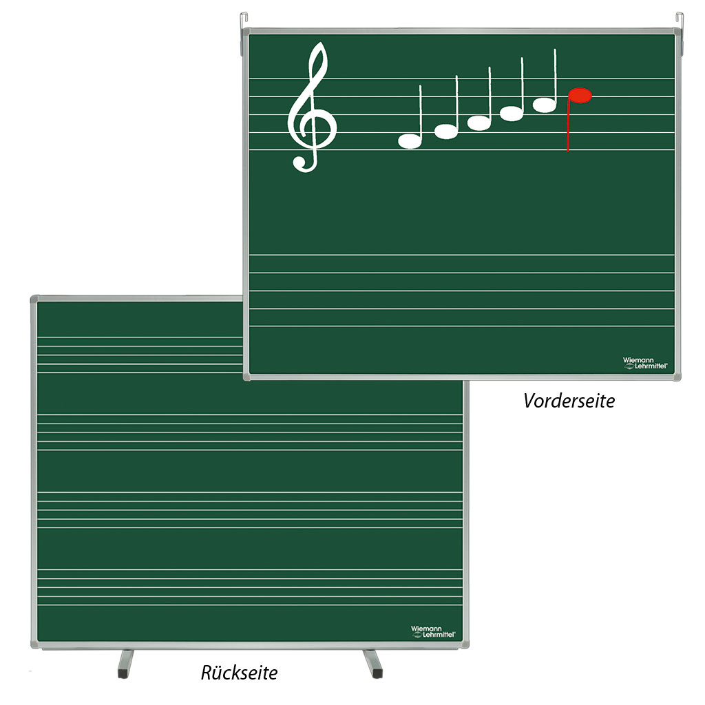 Notentafel, grün, 120 x 100 cm, Linienabstand 2,5 cm und 5 cm