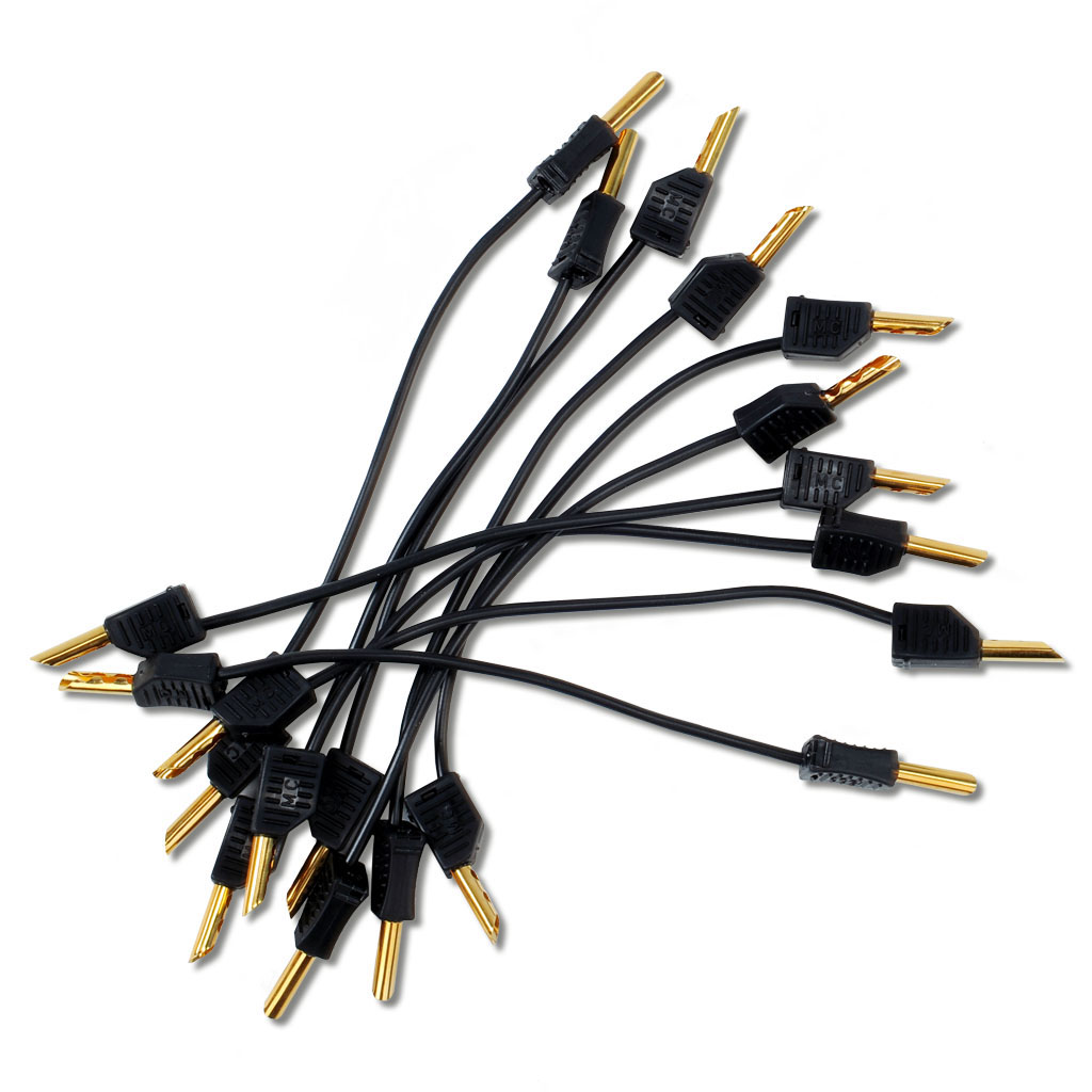 Verbindungsleiter mit vergoldetem Stecker, Schwarz, 10 cm