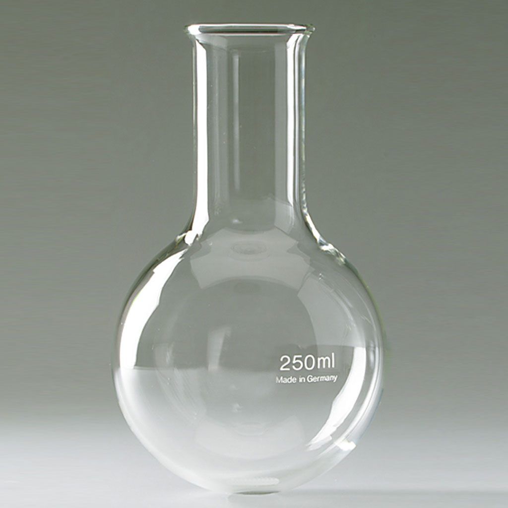Rundkolben mit Enghals, aus Borosilikatglas 3.3.