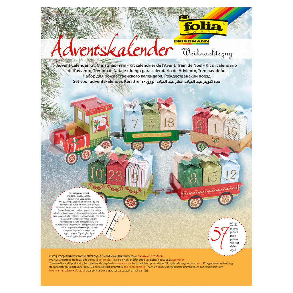 Folia® Adventskalender Weihnachtszug, 57 Teile