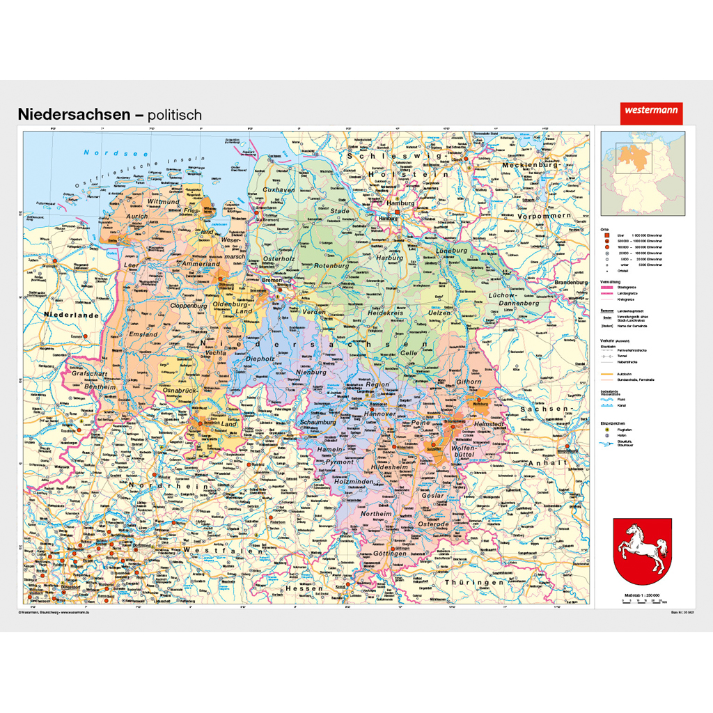 Westermann Niedersachsen, physisch/politisch Westermann Niedersachsen, physisch/politisch