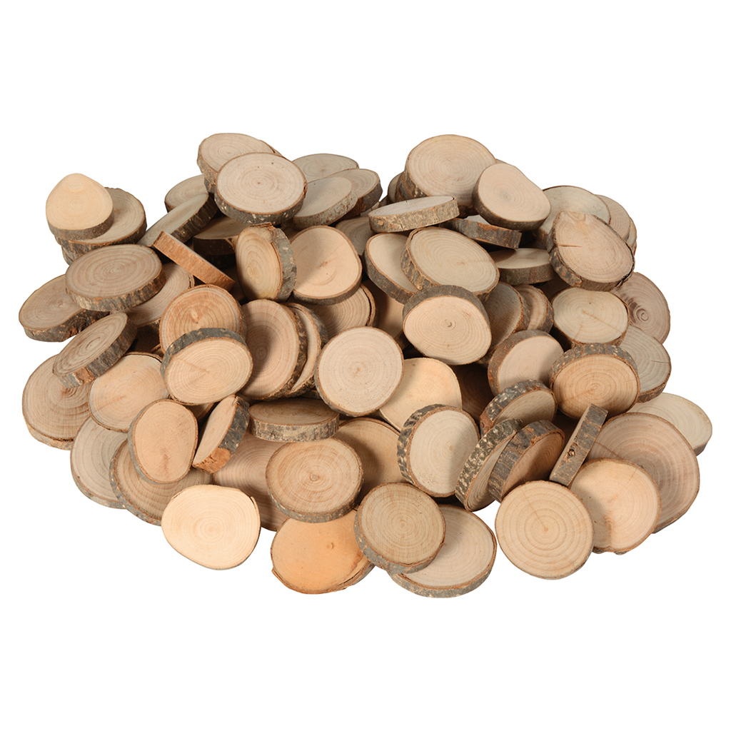 Naturholz-Set mit Platten, Scheiben und Stämmchen