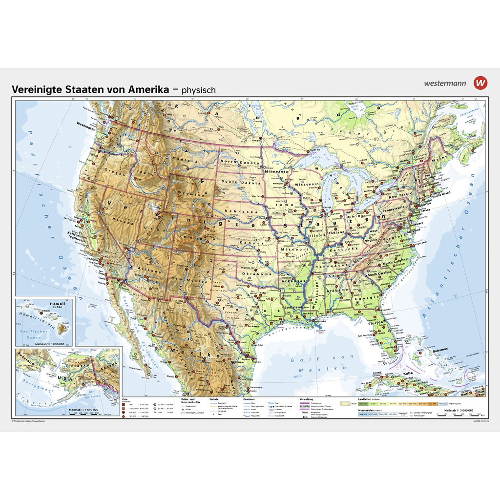 Westermann Wandkarte USA physisch/politisch