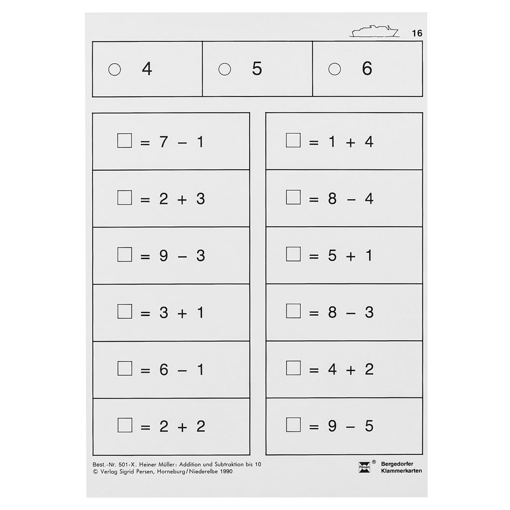 Bergedorfer® Klammerkarten Addition und Subtraktion bis 10