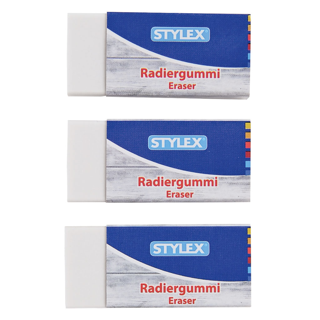 Radiergummi Weiß, 3 Stück-Bild Auf diesem Bild ist das Produkt mit der Art.Nr.: W-93355 zu sehen