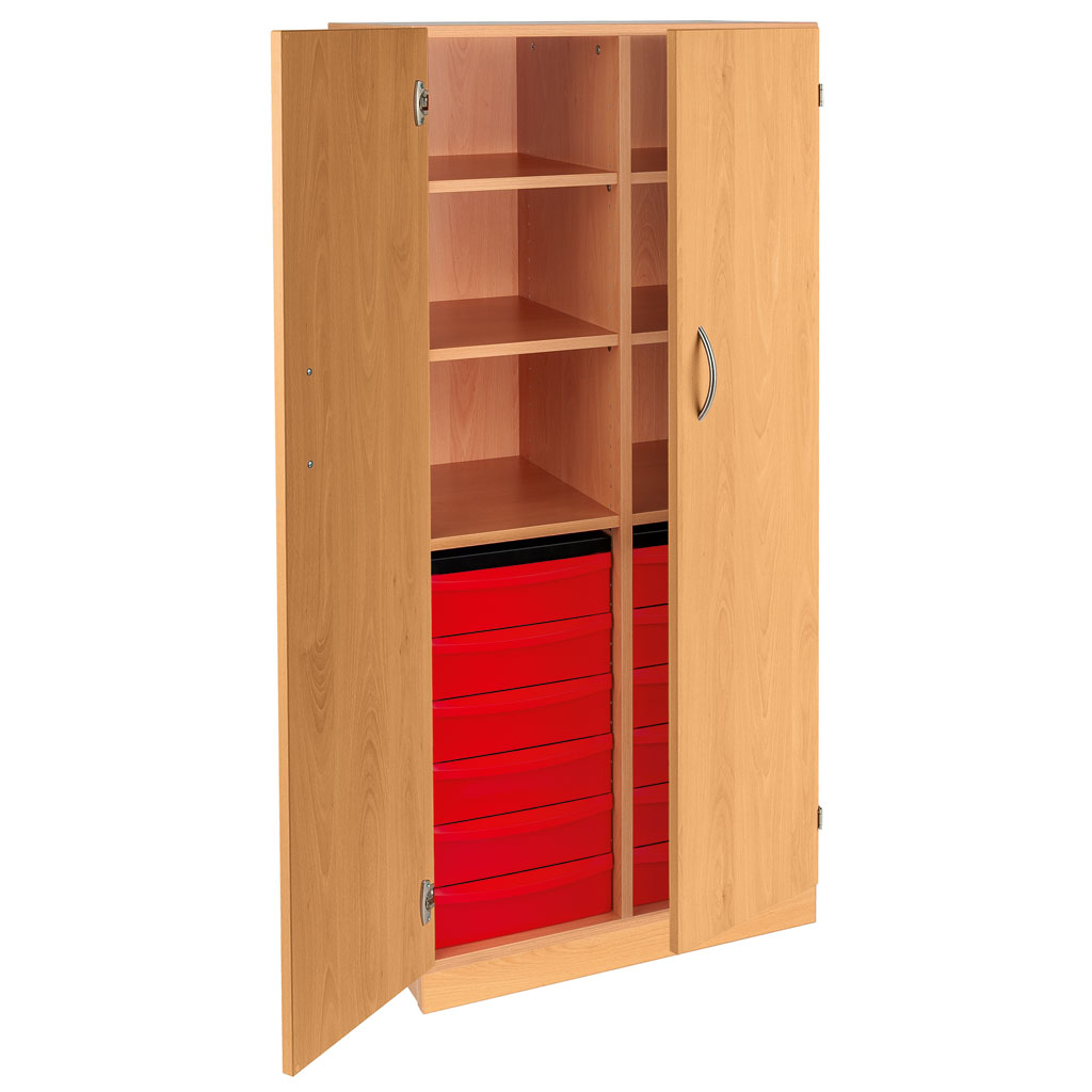 Modulus® Hohes Klassenzimmer-Regal mit Türen, 2-reihig, fahrbar oder feststehend