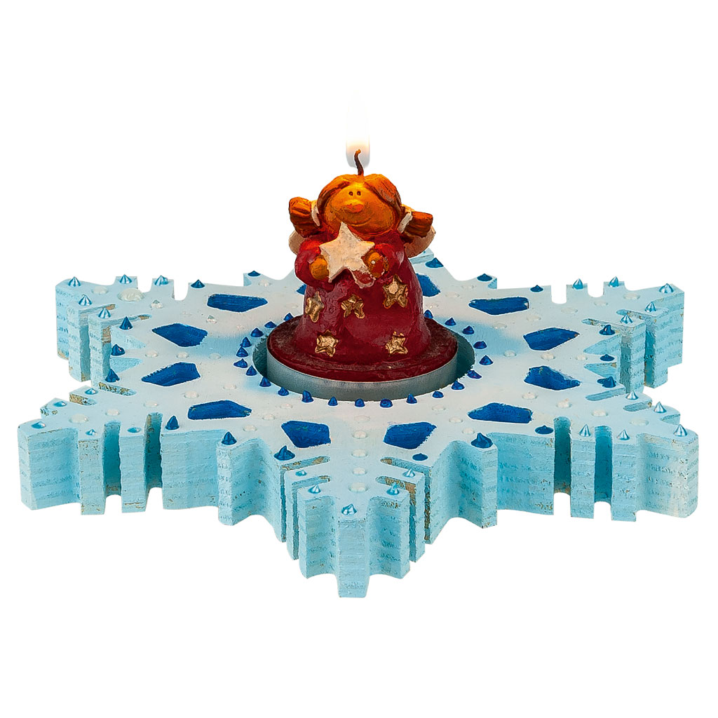 Teelichthalter Schneeflocke, aus Holz