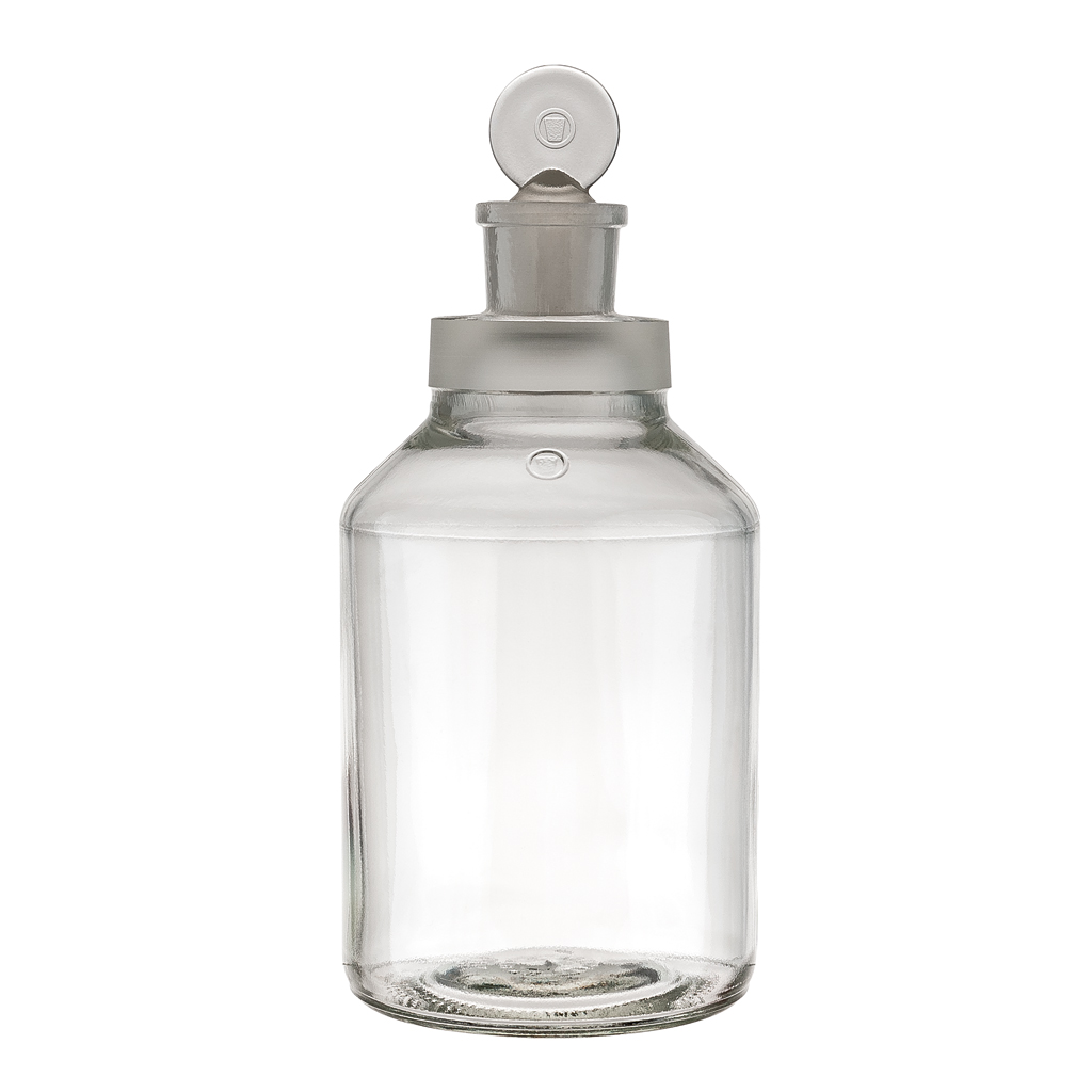 Säurekappenflasche, Duran, Klarglas