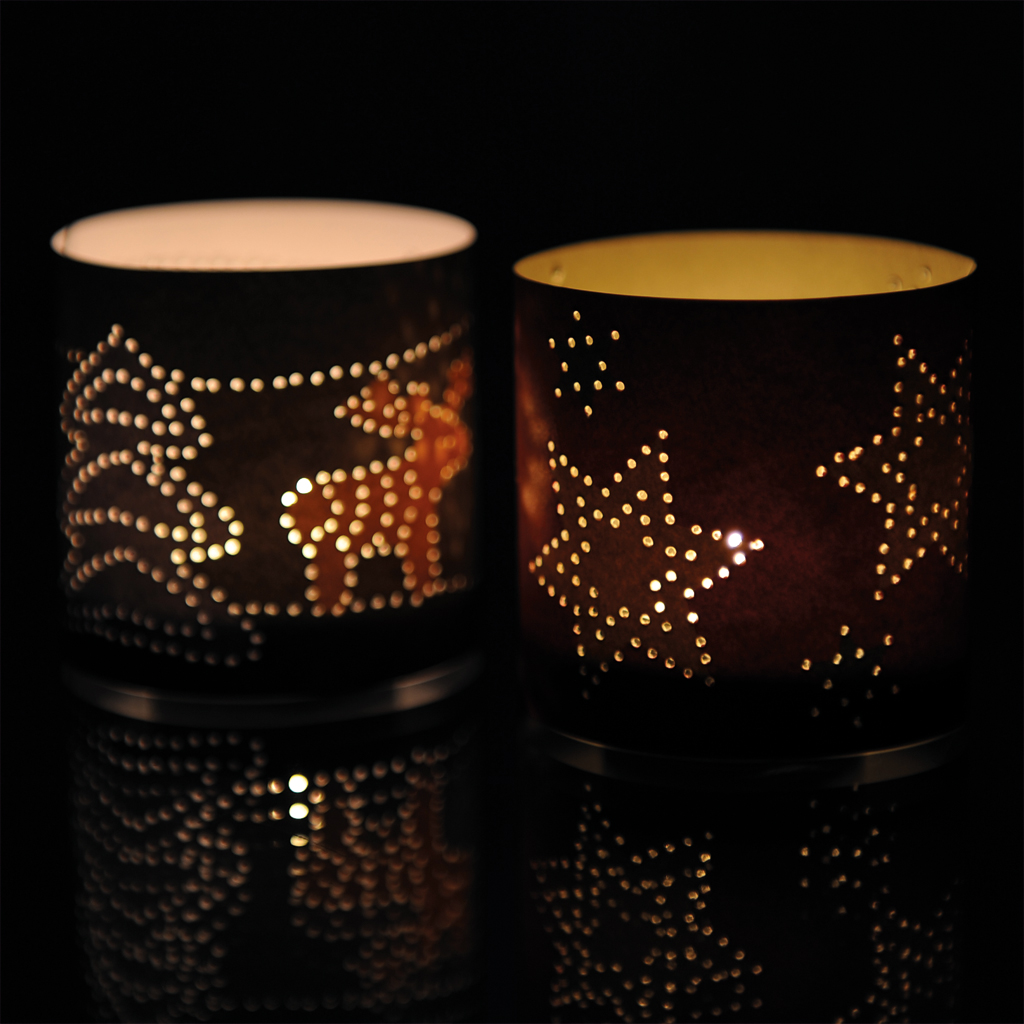 Prickellichter Bastelbogen Weihnachten, Windlichter