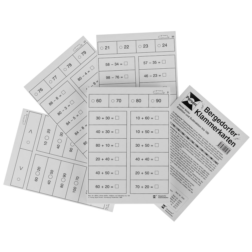 Bergedorfer® Klammerkarten Addition und Subtraktion bis 100-Bild Auf diesem Bild ist das Produkt mit der Art.Nr.: W-3979 zu sehen
