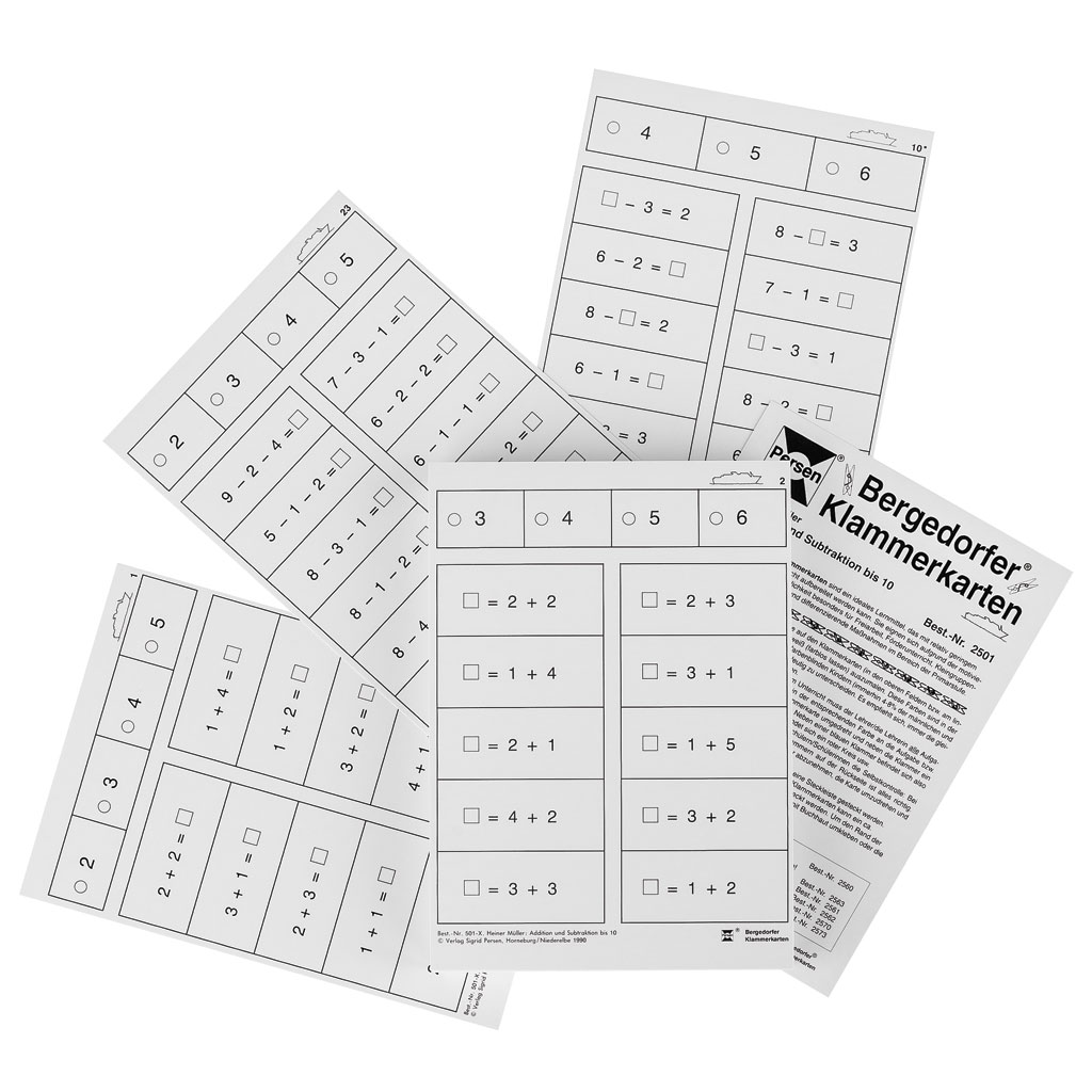 Bergedorfer® Klammerkarten Addition und Subtraktion bis 10-Bild Auf diesem Bild ist das Produkt mit der Art.Nr.: W-3977 zu sehen