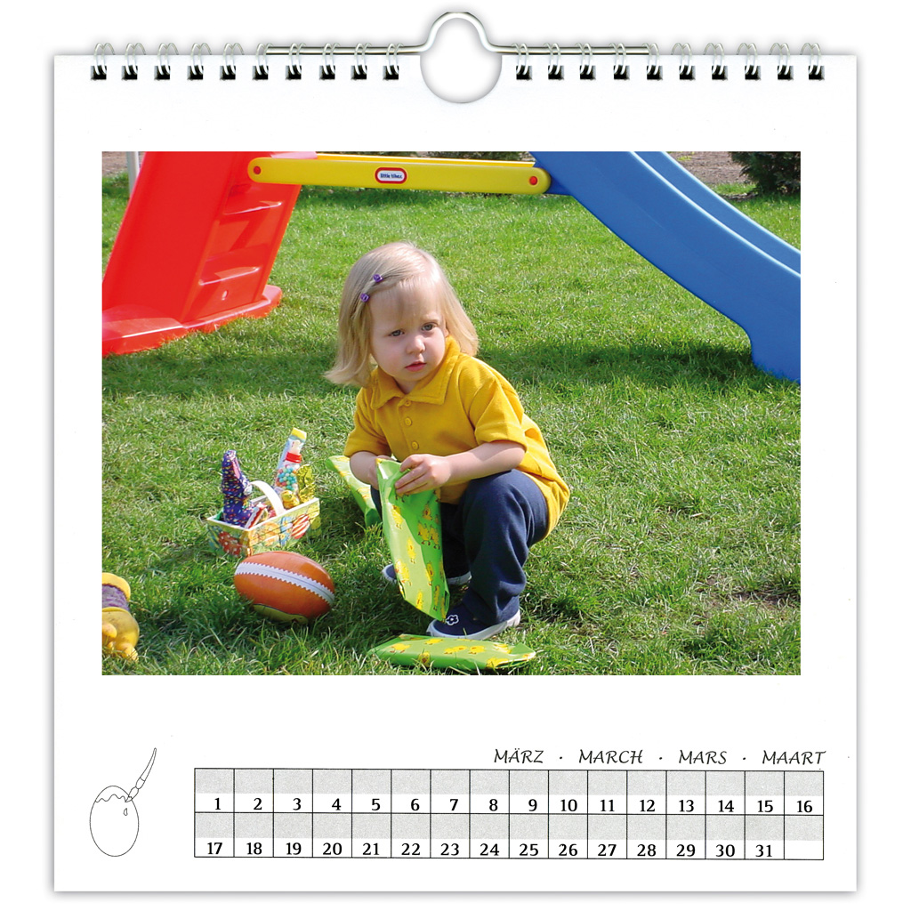 Dauerkalender im Quadrat-Format, Weiß