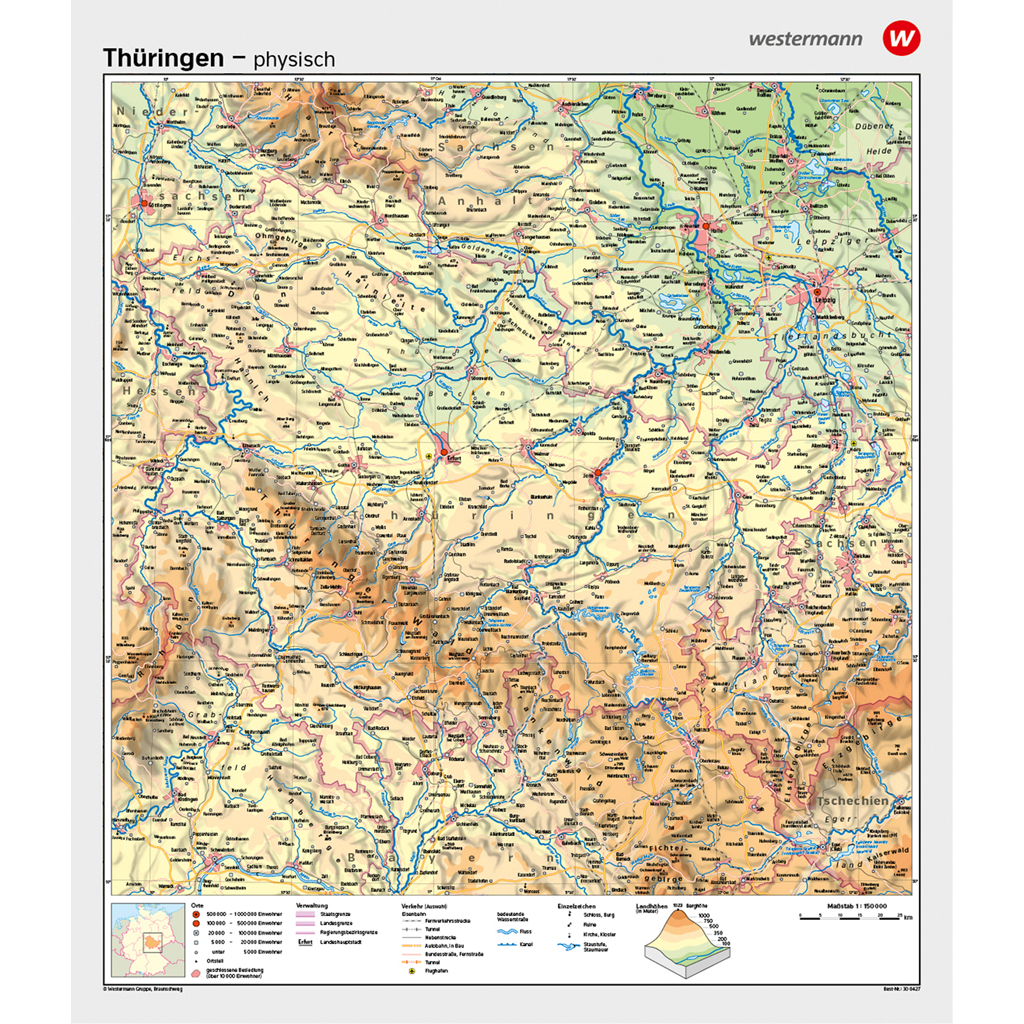 Westermann Wandkarte Thüringen physisch/politisch