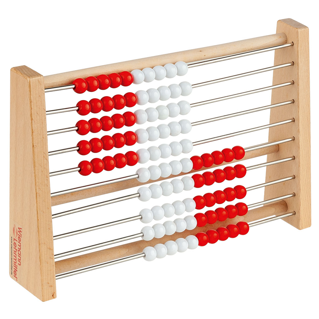 Schüler-Rechenrahmen 1–100 Rot/Weiß Klassensatz 1
