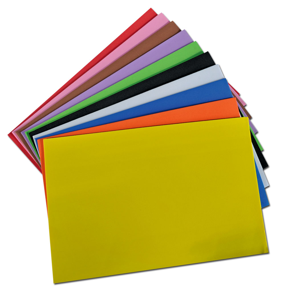 Folia® Moosgummi, 10 Bogen in 10 Farben