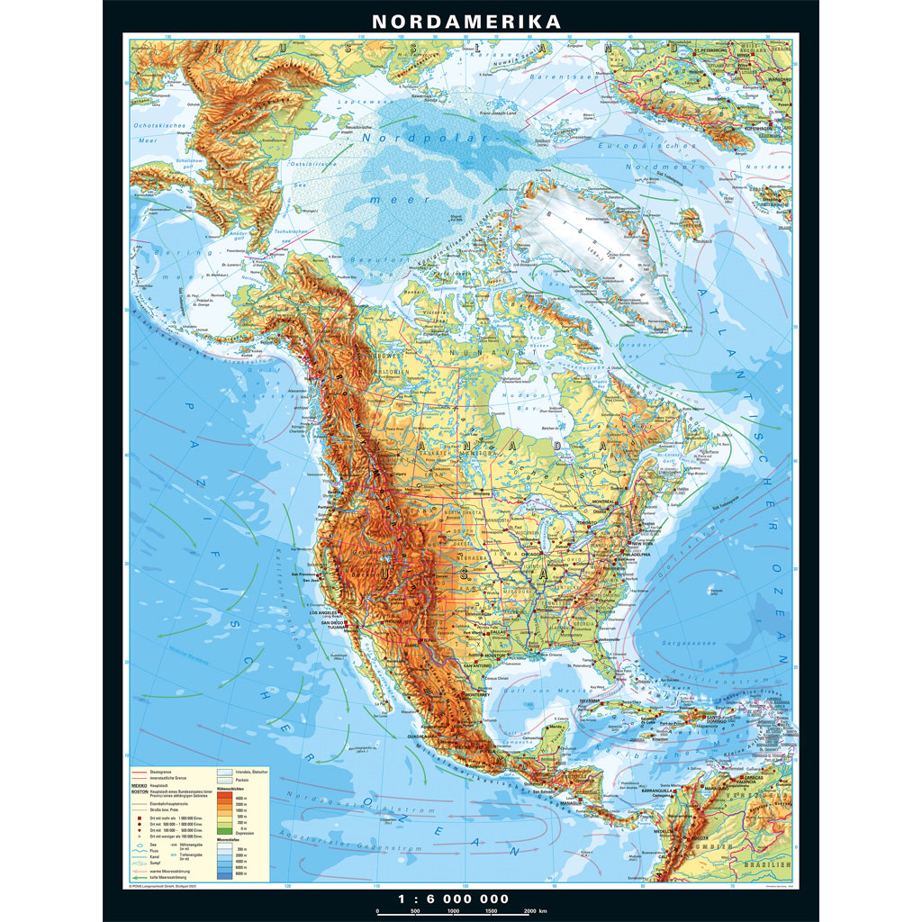 Klett Wandkarte Nordamerika physisch