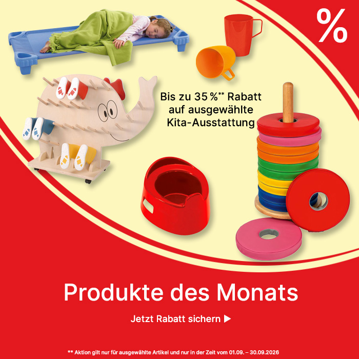 Banner für Produkte des Monats September 2026 Kitaausstattung