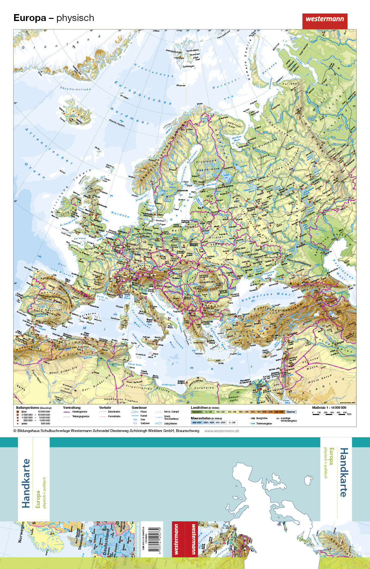 Handkarten Europa, VS physisch / RS politisch