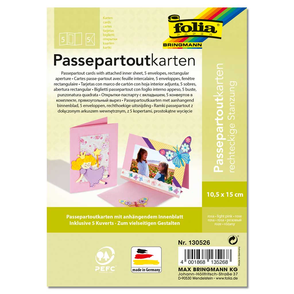 Passepartout-Karten, rechteckige Stanzung, 5 Stück