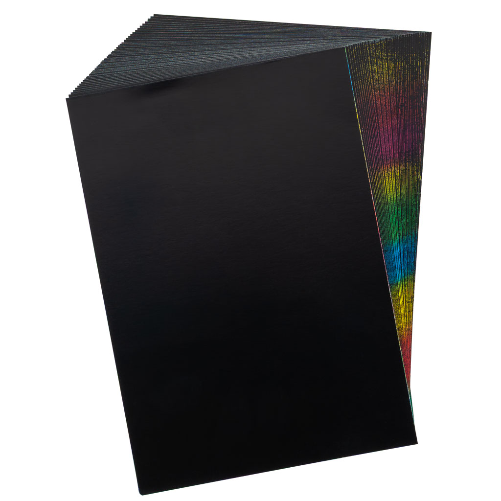 Scratch Art® Kratzpapier, 50 Blatt, Schwarz mit Regenbogenfarben