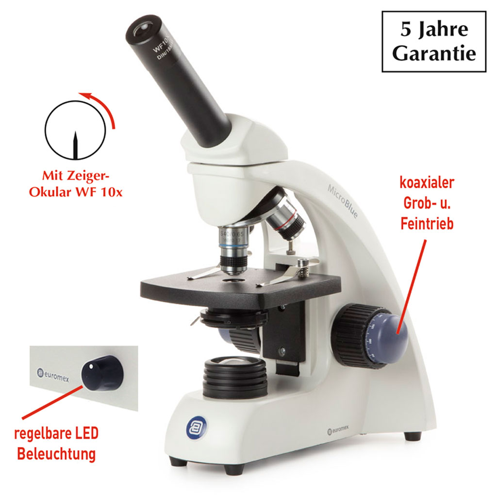 Mikroskop MicroBlue WL 125 LED – 40x bis 400x Vergrößerung