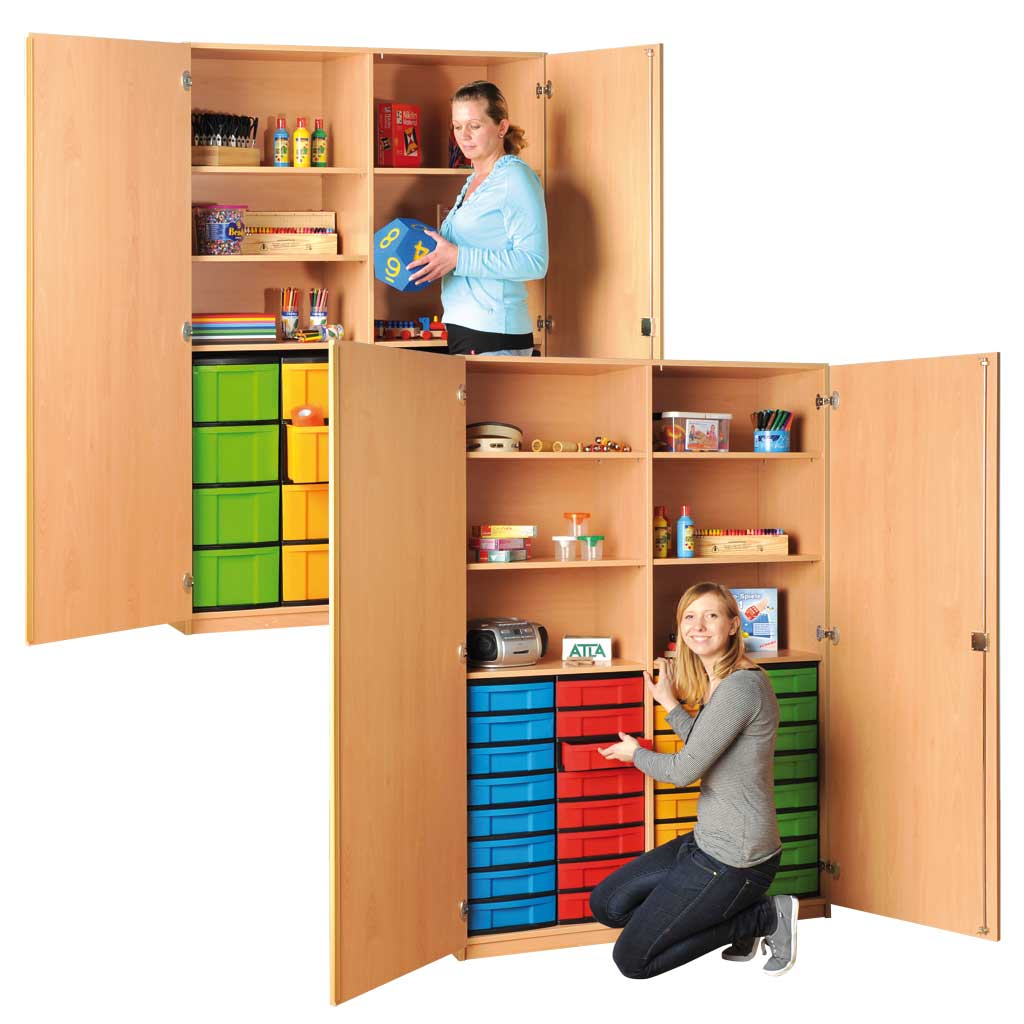 Modulus® Klassenraum-Schrank mit Mittelwand, 6 Böden, 4 davon verstellbar