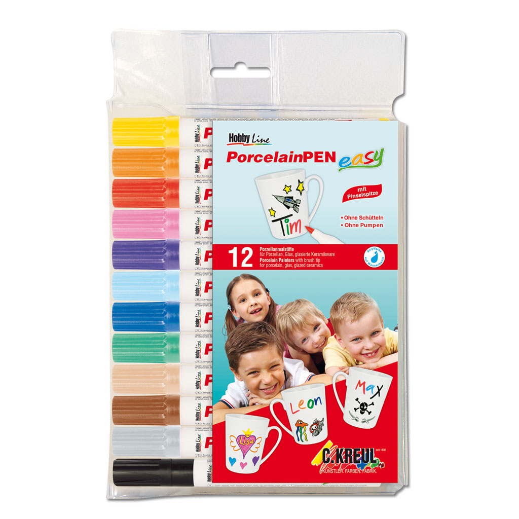 Hobby Line Porcelain Pen Easy Porzellanmalstifte, 12 Stück
