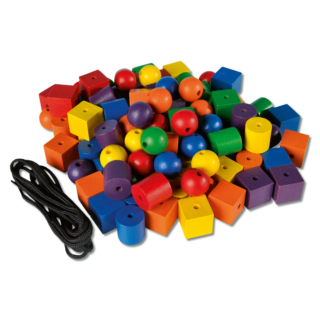 Fädelperlen Set 1, 108 Perlen in 6 Farben und 3 Formen