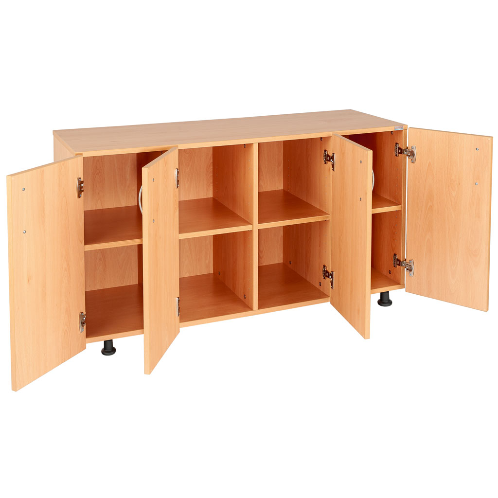 Modulus® Klassenzimmer-Regal mit Türen, 4-reihig, fahrbar oder feststehend