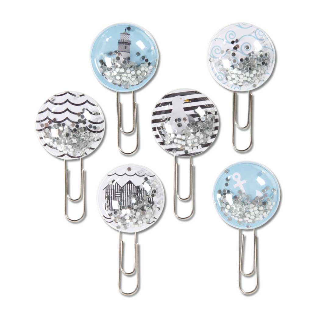 Versilberte Metallclips, 6 Stück