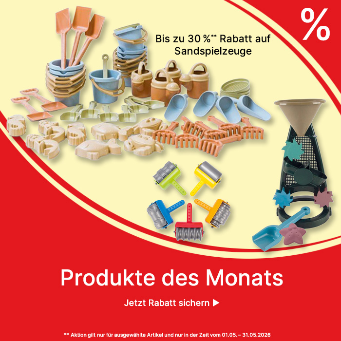 Banner für Produkte des Monats Mai 2026 Sandspielzeuge