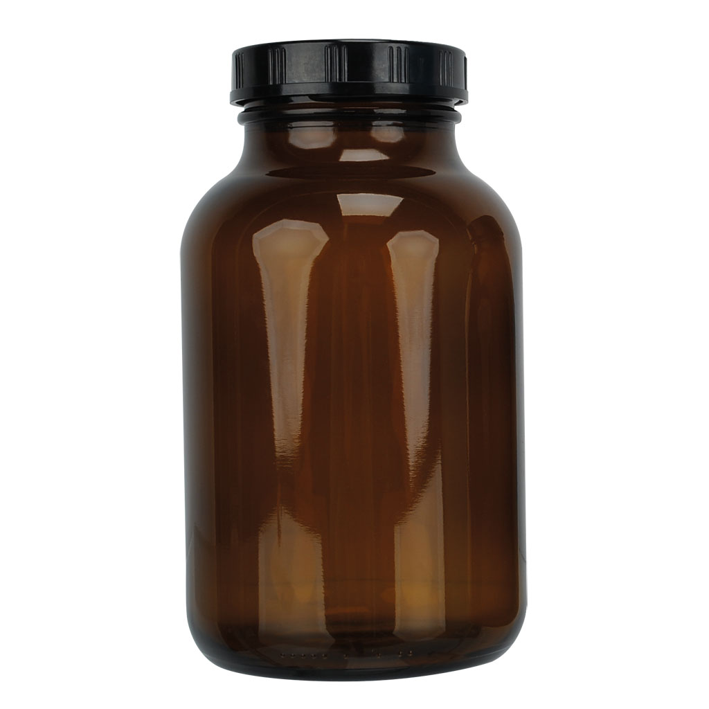 Gewindeglasflasche, Weithals, Braunglas