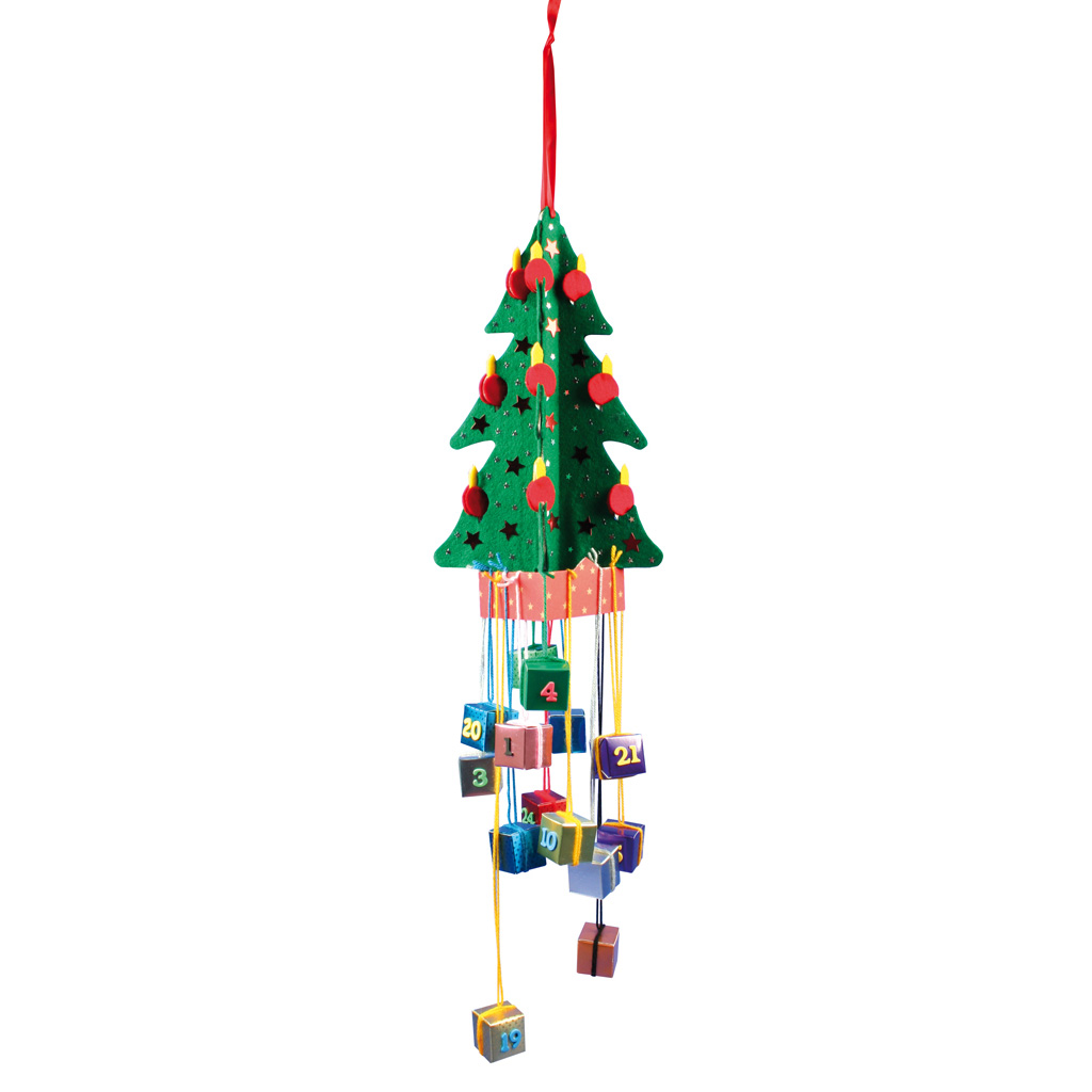 Bastelset Adventskalender Tannenbaum, blanko, Weiß