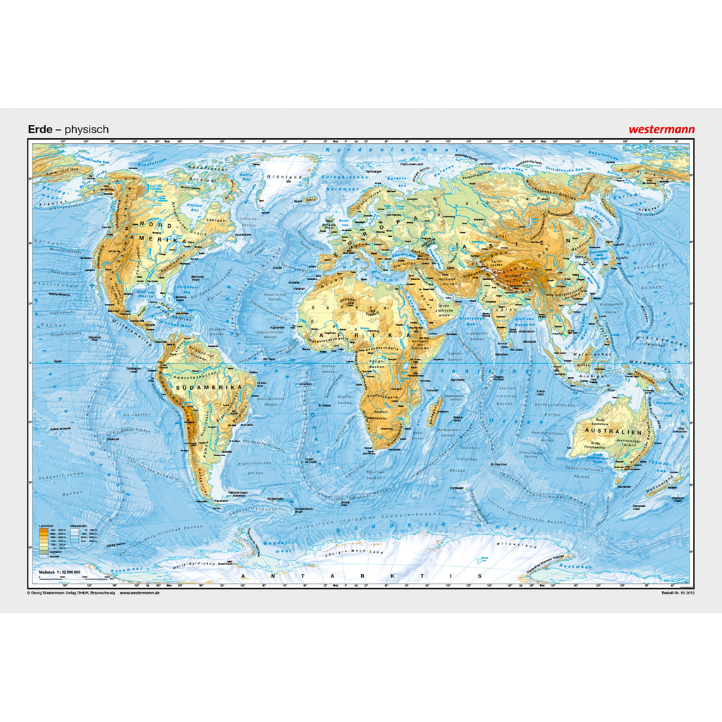 Westermann Posterkarte Erde, physisch Westermann Posterkarte Erde, physisch