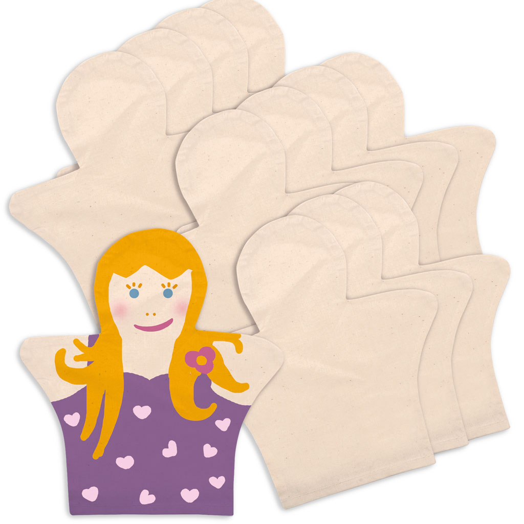 Blanko-Handpuppen aus Baumwolle, 12 Stück