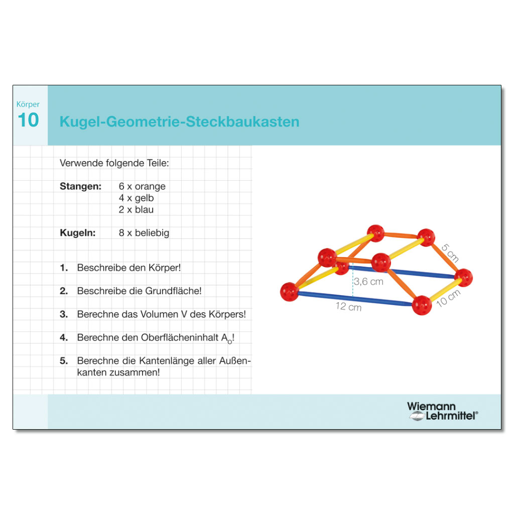 Arbeitskarten Kugel-Geometrie-Steckbaukasten