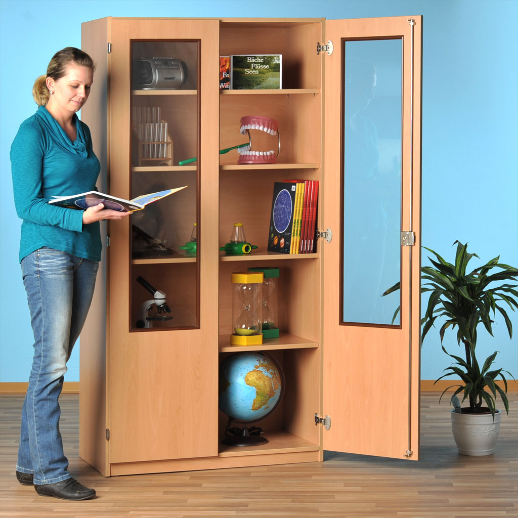 Modulus® Hochschrank mit 2/3-Glastüren und Mittelwand, 8 Böden