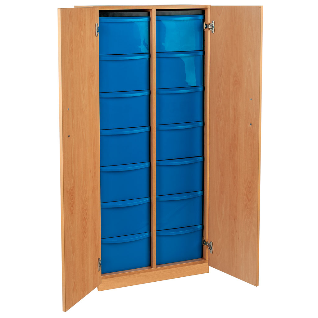 Modulus® Hohes Klassenzimmer-Regal mit Türen, 2-reihig, fahrbar oder feststehend