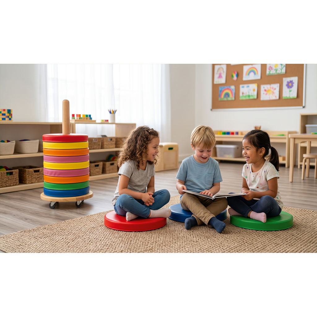 Donut-Sitzkissen mit Stapelwagen, 12er-Set