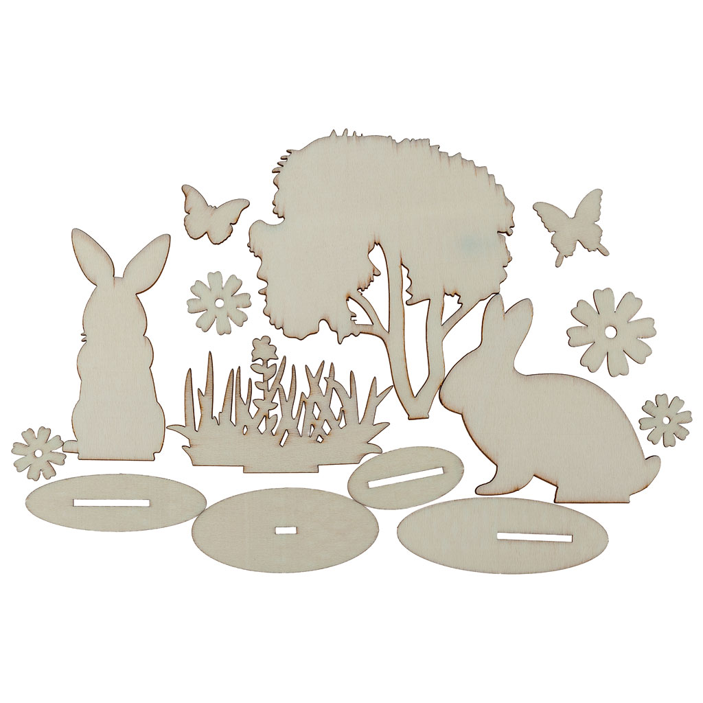 Blanko-Holzfiguren Ostern zum Selbstgestalten, 14-teilig