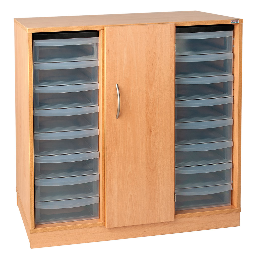 Modulus® Regalschrank, 3-reihig, mit 2 Schubladenreihen, fahrbar oder feststehend