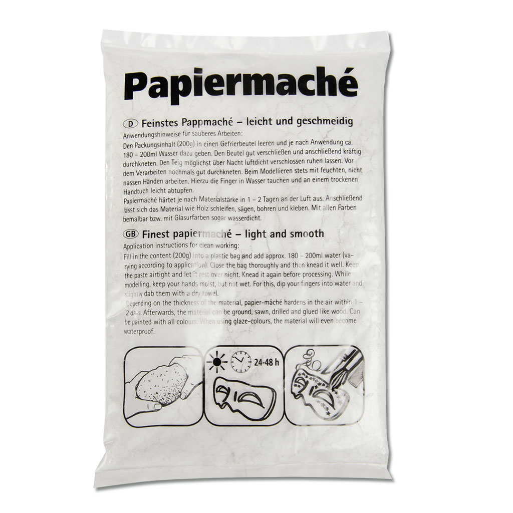 Papiermaché, 200 g, Weiß, lufttrocknend