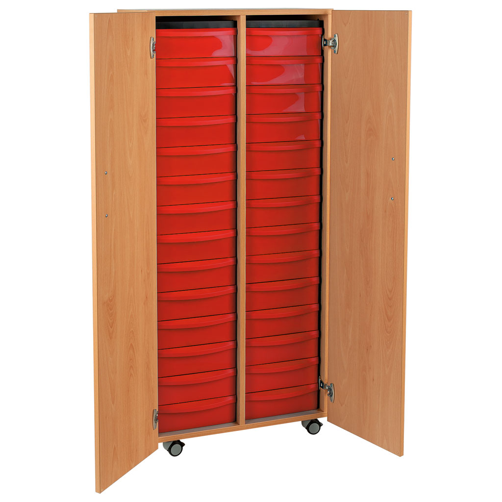Modulus® Hohes Klassenzimmer-Regal mit Türen, 2-reihig, fahrbar oder feststehend