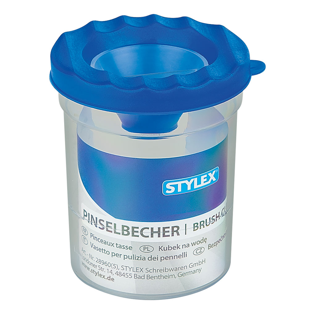 Pinselbecher mit Auslaufschutz und Verschlussstopfen, 1 Stück