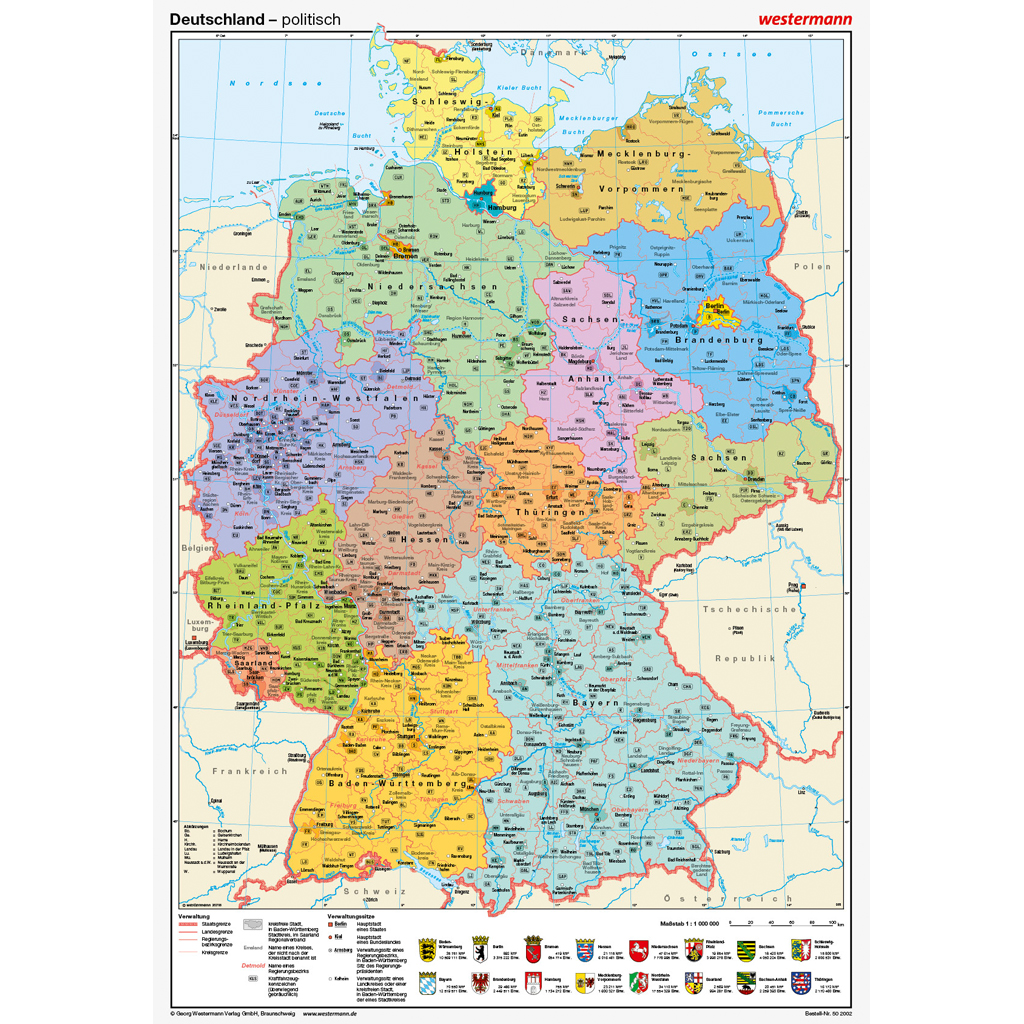 Westermann Posterkarte Deutschland (mit Flaggen und Wappen), politisch Westermann Posterkarte Deutschland (mit Flaggen und Wappen), politisch