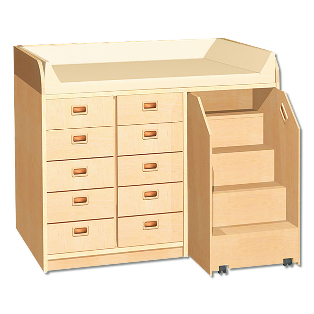 tempm44038-wickelkommode-6FAAzkOURzIbVy Modulus® Wickelkommode 6 mit 10 Schüben, Treppe rechts