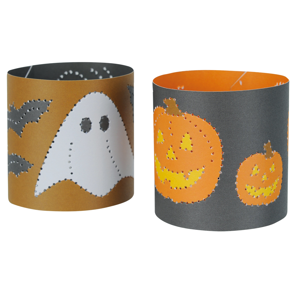 Prickellichter Bastelbogen Halloween, Windlichter